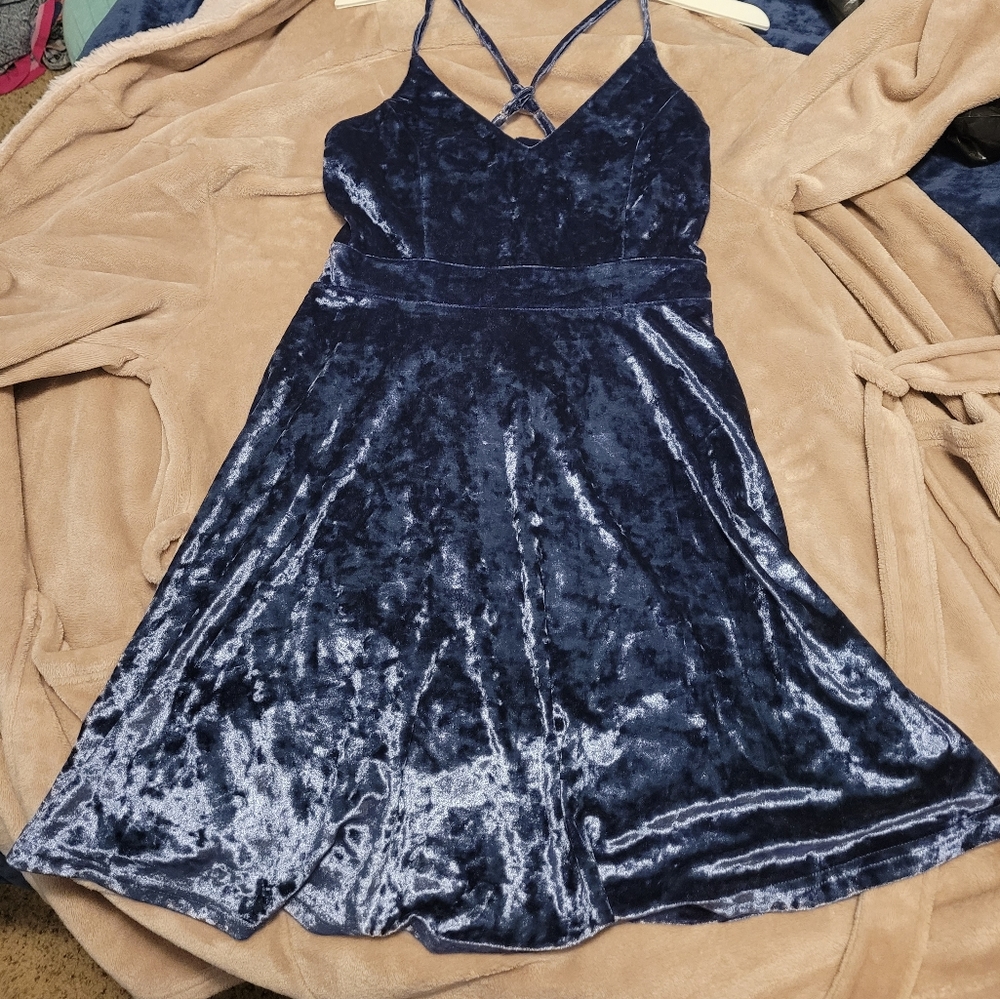R.Vivimos Women's Crushed Velvet Spaghetti Strap party dress